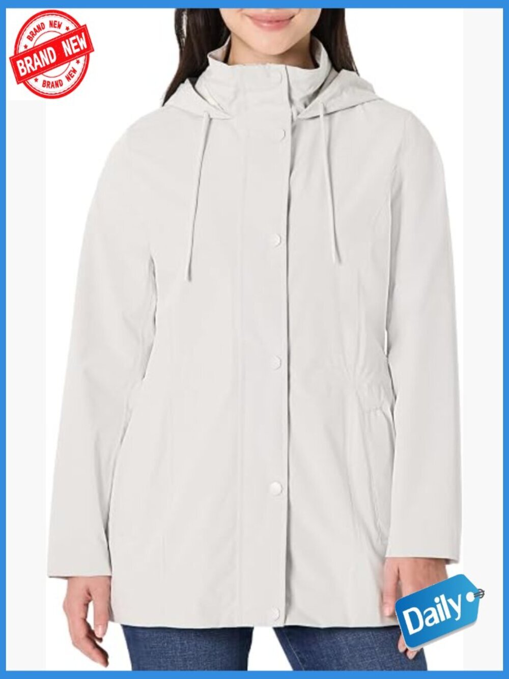Relaxed-Fit Lightweight Waterproof Rain Jacket Long Hooded
